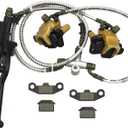 GOOFIT Front Disc Brake Master Cylinder Hydrualic Caliper Assembly with Disc Brake Pad Replacement for Chinese 50cc 70cc 90cc 110cc 125cc ATV Quad