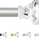 Silver Decorative Crystal Curtain Rods 66 to 120 Inch:Heavy Duty Adjustable Window Curtains Rods for Living Room Bedroom,Nickel Modern Girly Acrylic Drapery Rod with Clear Bling Diamond Finials