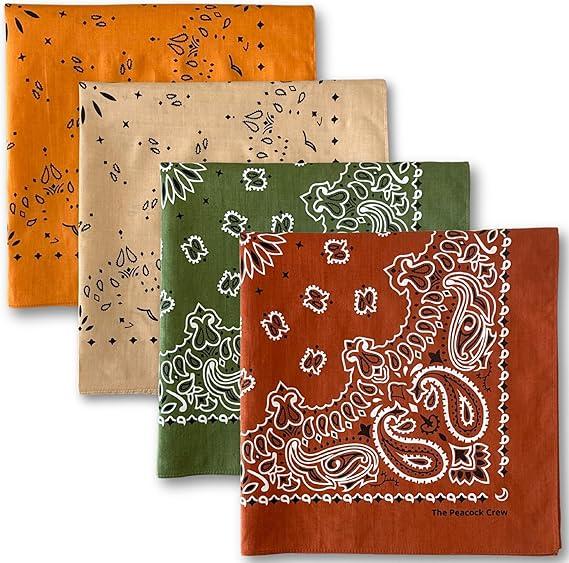 The Peacock Crew Premium Soft Cotton Bandanas Pack for Men and Women Paisley 22 x 22 inches