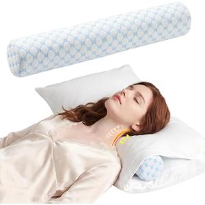 Neck Roll Cervical Pillow for Neck Pain Relief - Memory Foam Neck Pillow for Bed | Round Neck Pillows for Sleeping (Cool-Blue, X-Small - 3.5" H)