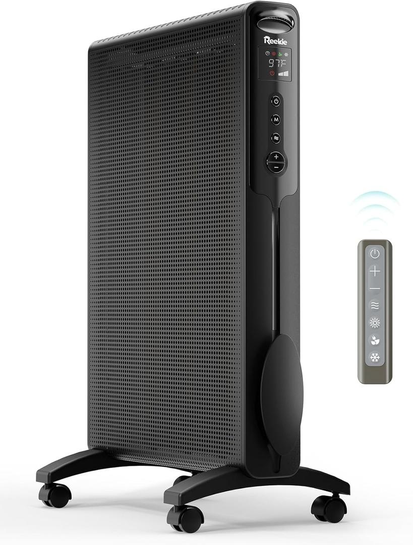 Reekie Convection Panel Space Heater, 1500W Electric Mica Infrared Heaters for Indoor Use Large Room Heater with Smart Thermostat, Remote, 24h Timer, Quite Whole Room Heater for Bedroom Office Garage