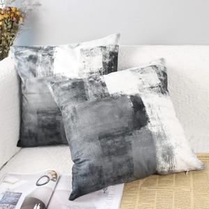 OYIMUA Gray Throw Pillow Covers 20x20,Modern Abstract Gray and White Couch Pillow Covers,Decorative Accent Pillow Cover,Square Pillow Cases for Sofa Living Room Bedroom Set of 2