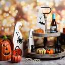 2 x MoDooris 3PCS Halloween Wooden Ghost Decor Signs Set - Tiered Tray Decor for Farmhouse Home Desk Shelf Mantel