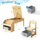5-in-1 Kids Art Table and Chairs, Toddler Table and Chair Set, Craft Play Desk for Kids, Convertible Art Easel with Paper Roll Holder & Storage Drawers, Children Activity Learning Center - Nature Wood