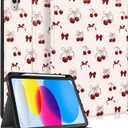 for iPad A16 Case (11th) 2025,for iPad 10th Generation 10.9 inch (2022) - Smart Folio Cover (Auto Wake/Sleep) with Build-in Pencil Holder for Apple Tablet Cover for Women Girls,Bow Cherry