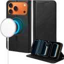 4 x Rssviss for iPhone 17 Pro Max Wallet Case, Flip Folio Case Compatible with Magsafe, RFID Blocking Card Holder Kickstand, Shockproof iPhone Cover Men Women for iPhone 17 Pro Max 6.9" Black