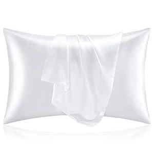BEDELITE Satin Pillowcase for Hair and Skin, Super Soft and Cooling Similar to Silk Pillow Cases 2 Pack with Envelope Closure, Gift for Women Men(20"x40" King Size, White)