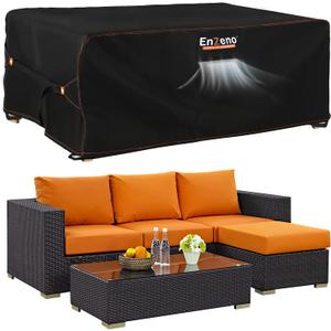 Enzeno Patio Furniture Set Cover, Outdoor Sectional Sofa Couch Set Covers Waterproof, Garden Dining Table Chair Set Cover Outside Rectangular Heavy Duty Weatherproof 90" L x 65" W x 28" H Black