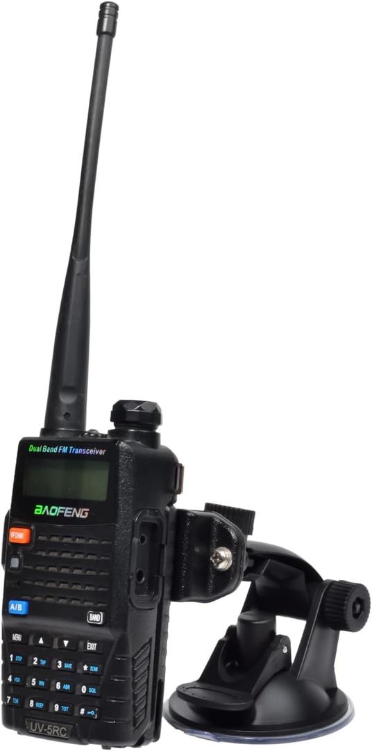 Compact Suction Cup Radio Holder, Dashboard or Windshield Walkie-Talkie Bracket Compatible with Kenwood Baofeng UV5R Motorola Talkabout Retevis Midland Yaesu CB Radio