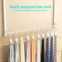 HapiRm Over Door Hat Rack - 3 Tier Wall Mounted Hat Organizer with 16 Hooks and 10 Movable Clips, Baseball Cap Organizer Storage Holds up to 26 Caps for Door, Bedroom, Closet USPTO Patent Pending (White)