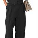 Cicy Bell Womens 2 Piece Outfits V Neck Crop Vest and Wide Leg Pants Suit (Black, M)