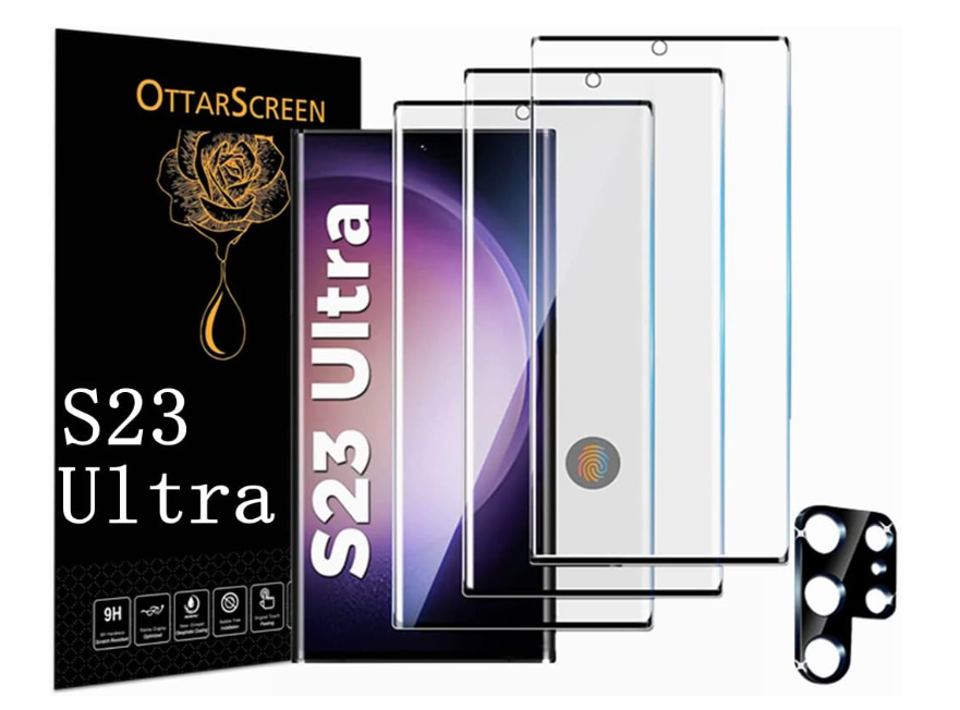 Galaxy S23 Ultra Screen Protector, S23 Ultra Tempered Glass Screen Protector【3+1 Pack】 Camera Lens Protector, 9H Hardness Tempered Glass Screen Protector for Samsung Galaxy S23 Ultra