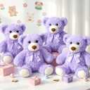 Civaner 4 Pack 14 Inches Teddy Bears Plush Stuffed Animals Cute Soft Bears Gifts Bulk for Women BFF Girlfriend(Purple)