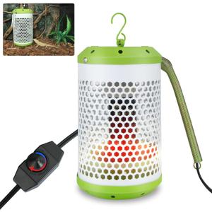 Reptile Heat Lamp with Guard, Ceramic Heat Lamp Bulb with Anti-Scald Lampshade, Adjustable Reptile Ceramic Heat Lamp from 0-100W, for Turtle, Snakes, Lizards, Frogs, Bird, No Light Only Heat (Big)