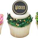 Wicked Cupcake Rings With Glinda And Elphaba, 24 Cupcake Toppers For Cakes, Birthday's, Celebrations, Food Safe Cake Decorations - 24 Pack