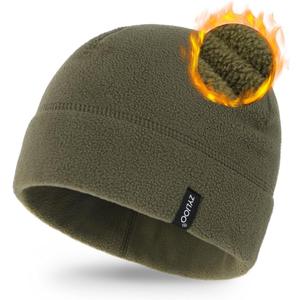 Zylioo 2XL/XL/L/M/S Fleece Skull Cap,Thermal Ski Hats,Cycling Helmet Liner,Winter Athletic Beanie Hat for Men Women (Green)