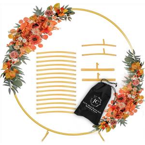 7.2 Ft Round Balloon Arch Stand Gold Backdrop Frame for Wedding, Birthday, Baby Shower, Graduation, Party Decoration-Heavy Duty Steel with Carry Bag-JC HUMMINGBIRD