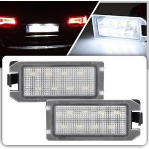 2pcs LED License Plate Light Lamp Assembly for Jee'p Grand Cherokee 2014 2015 2016 2017 2018 2019 2020 Fiat 500 2013-2019 Super Bright 6000K Xenon White Rear Tag Number Plate Light Assembly