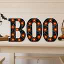 Yousoontic Boo Sign Halloween Decoration Indoor, 3 LED Marquee Light up Letters Boo Sign Decor Halloween Lights Spider Web Table Supplies Favors Gifts for Home Fireplace Bedroom Mantel Party(Orange)