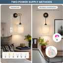 Battery Operated Wall Sconces Set of 2,Rechargeable Wireless Wall Lights with RGB & Dimmable Remote, No Wiring Renter Friendly, Modern Wood & Linen Wall Lamps for Bedroom Bedside Living Room.