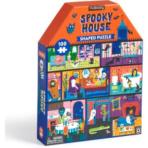 Mudpuppy Spooky House  100 Piece Unique House Shaped Scene Puzzle with Colorful and Fun Illustrations of A Haunted House for Children Ages 5-8