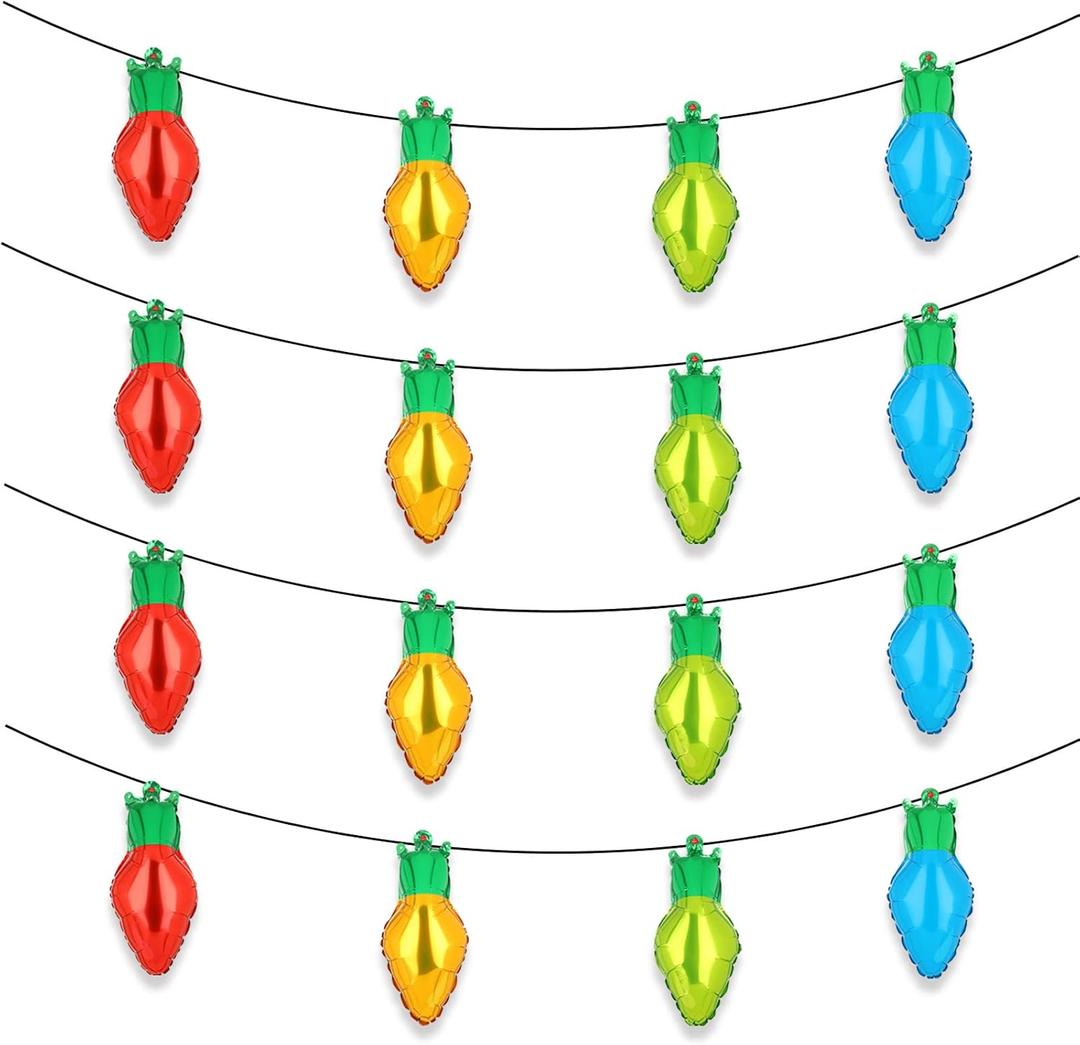 Big Christmas Light Bulb Foil Balloons Giant Mylar Balloon for Xmas Birthday Party Decorations Supplies Red Yellow Green Blue 16 Pcs