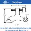 HOMOTEK 8 Pack Hinge Pin Black Door Stopper,Adjustable Deluxe Heavy Duty Door Stopper 2-1/2"x1-3/4,with Black Rubber Bumper Tips