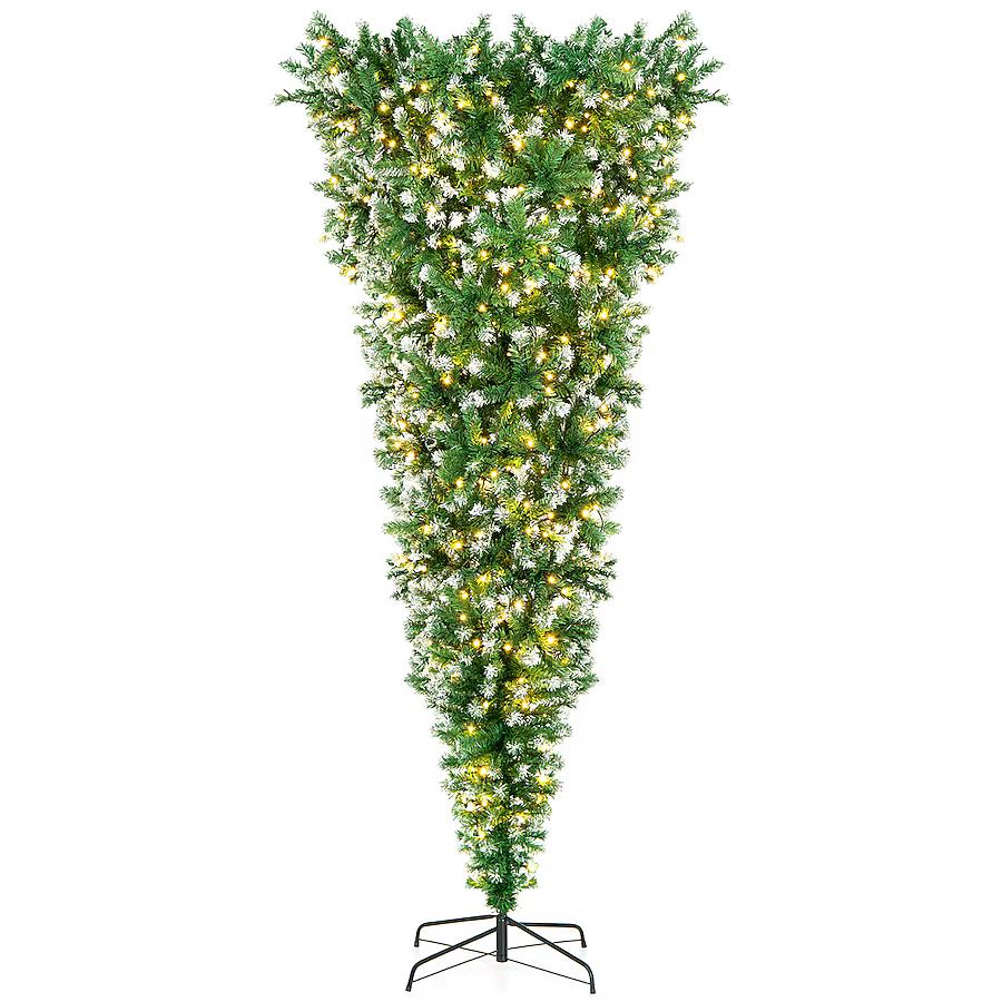 7.5-ft Pre-lit Slim Upside-down Artificial Christmas Tree with White LED Lights