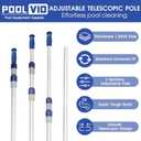 Poolvio 15 FT Telescopic Pool Pole - Adjustable 3 Piece Aluminum Pool Skimmer Pole for Pool Cleaning Skimmer Nets Vacuum Heads & Brushes, Strong Grip & Lock
