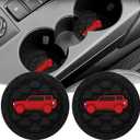 Car Cup Holder Coaster for 2021-2025 Ford Bronco Sport Silicone Non-Slip Cup Holder Coasters Interior Accessories 2 Packs (Black&Red)