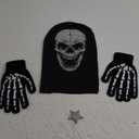 Adult White Skull Mask and Skeleton Gloves Costume Accessories for Halloween Masquerade Themed Parties