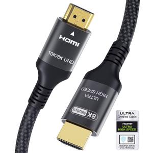 Certified 10K 8K HDMI 2.1 Cable 1.5 FT, 48Gbps Ultra High Speed HDMI Cord Ethernet CEC 4K 240Hz 165Hz 144Hz 120Hz 8K 60Hz eARC Netflix HDCP2.3 HDR10+ PC Laptop RTX5090 TV Monitor Projector X-box PS5