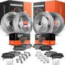 A-Premium Front Vented & Rear Solid Disc Brake Rotors + Ceramic Pads Kit Compatible with Select Hyundai and Kia Models - Accent & Rio 2012 2013 2014 2015 2016 2017, 12-PC Set