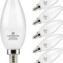 hansang Candelabra LED Bulbs,60 Watt Equivalent,600LM Warm White 2700K,Type B Light Bulb,E12 Small Base,Decorative Chandelier Bulb,Ceiling Fan Bulbs,Non-Dimmable,Pack of 6