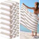 EBOOT 7 Pieces 100% Cotton Pool Beach Towels 30 x 70 Inch Cabana Oversized Basics Turkish Pool Bath for Hotel Swimming Bathroom(Brown)