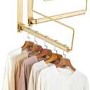 Clothes Drying Rack, Laundry Racks for Drying Clothes, Wall Mounted Swing Arm Clothes Hanger for Laundry Room, Garage, Indoor & Outdoor Use,Brushed Gold (Trapezoid)