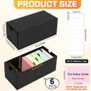 6Packs 3x5 Index Card Box,Index Card Organizer Box with Lid,Hold 6000 Cards,Black Recipe Holder for 3''x5'' Notecard Recipe Flashcard Card