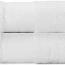 BIOWEAVES 100% Organic Cotton 700 GSM Plush Bath Towels 30" x 58" GOTS Certified - White, Pack of 2