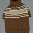 Queenmore Dog Striped Knitted Sweater, Turtleneck Pullover Pet Coat, Dog Winter Clothes with Leash Hole for Small Medium &Large Dogs(Brown,XL)