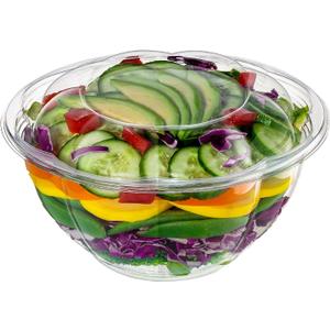 GUSTO [32 oz. - 50 Count Clear Plastic Salad Bowls with Lids, Disposable Salad Containers for Lunch - Perfect for Takeout, Salads, and Meal Prep (Formerly Comfy Package)