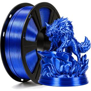 Silk PLA Filament 1.75mm Royal Blue 1KG, Shiny High Gloss Finish, Perfectly Wound, Accuracy +/-0.02mm 3D Printer Filament Vacuum Packaging