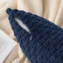 Kevin Textile 14x20 Inch Pillow Cover 1 Pack Boho Decorative Soft Striped Corduroy Lumbar Farmhouse Color Accent Rectangle Cushion Case for Living Room Couch Sofa Bed, Navy Blue