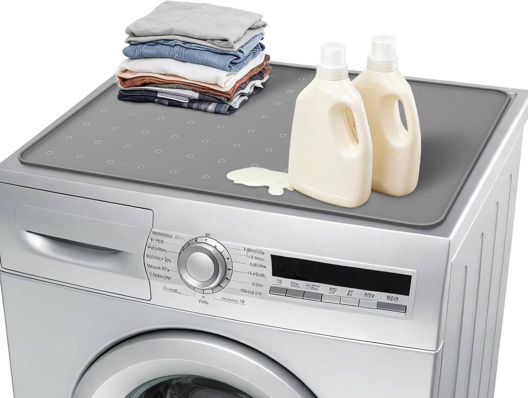 Washer Dryer Countertop 26"x18" Silicone Topper Mat for Front Load Machines | Creates a Laundry Folding Station & Protects from Spills, Scratches & Noise 1 PackGrey