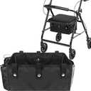 Upgraded Under Seat Rollator Bags with Cup Holders, Four Wheel Drive Walker Basket, Reusable Walker Bags for Rolling Walker, Rollator Basket Accessory for Seniors Storage Ipad & Essential (Upgraded Version (with side pocket) 1 Pcs)