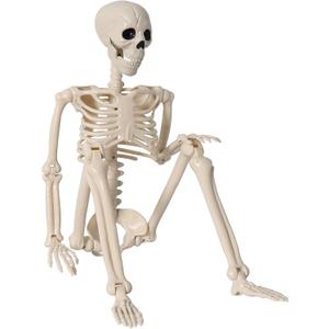 36" Skeleton Halloween Decor, 3FT Realistic Full Body Movable Posable Joints Skeleton, Creepy Halloween Plastic Human Bones for Party Decor Lawn Haunted House Graveyard Props Indoor Outdoor (White)