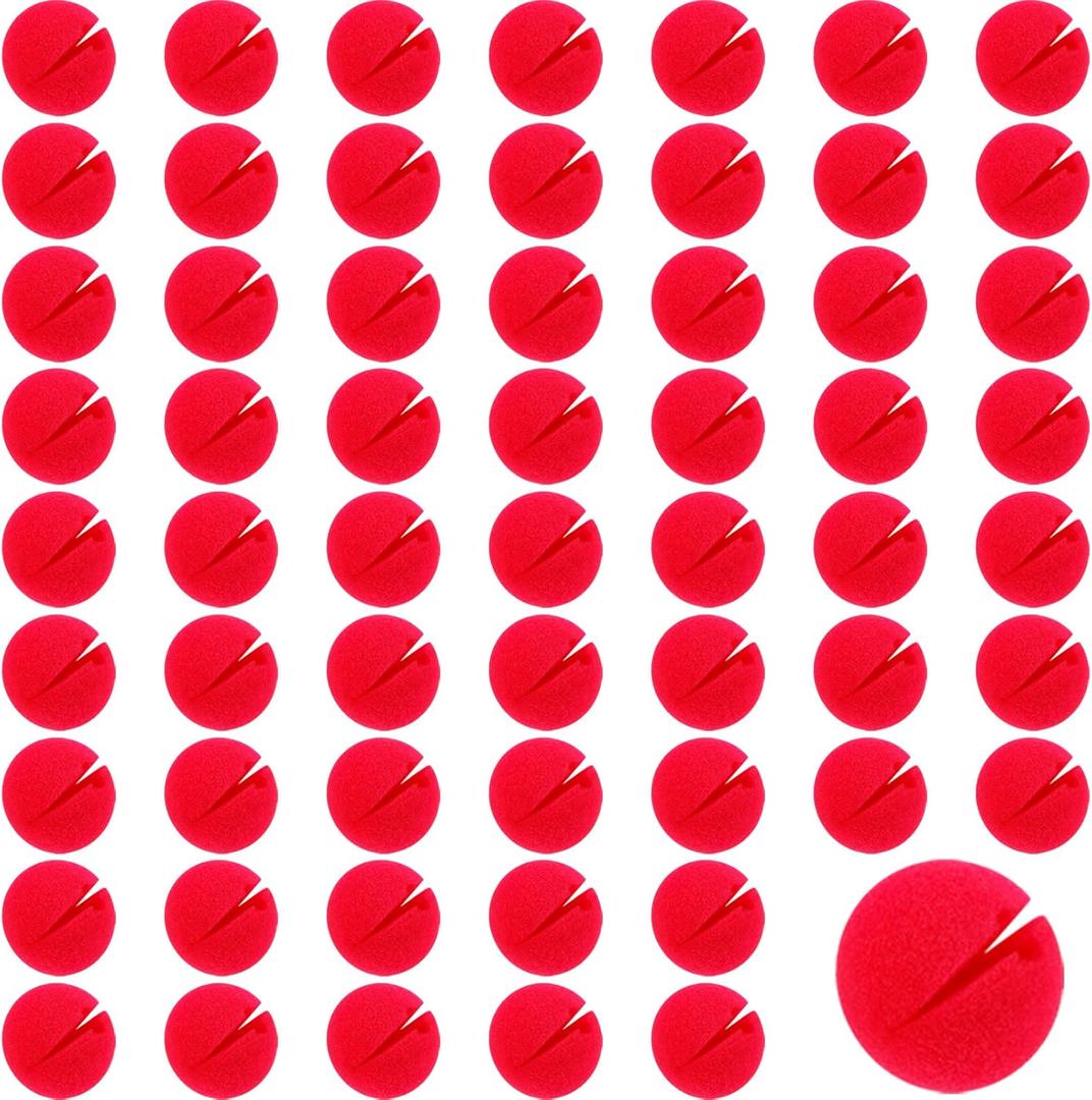 Boao 60 Pieces Red Clown Noses Cosplay Noses Foam Circus Noses for Halloween Christmas Carnival Costume Party Dress Up