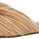 VETASTE Women's Pleated Bow Flat Sandals Open Square Toe Slip on Slide Sandals, 10