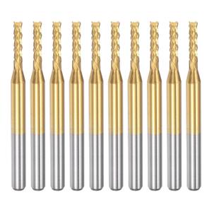 uxcell 10Pcs 1.9mm Titanium Coat Carbide End Mill Engraving Milling Cutter CNC Router Bits for PCB Machine, 1/8" Shank