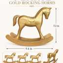 3 Pack Gold Wooden Rocking Horse Decor, 9.4 Inch Baby Shower Centerpieces