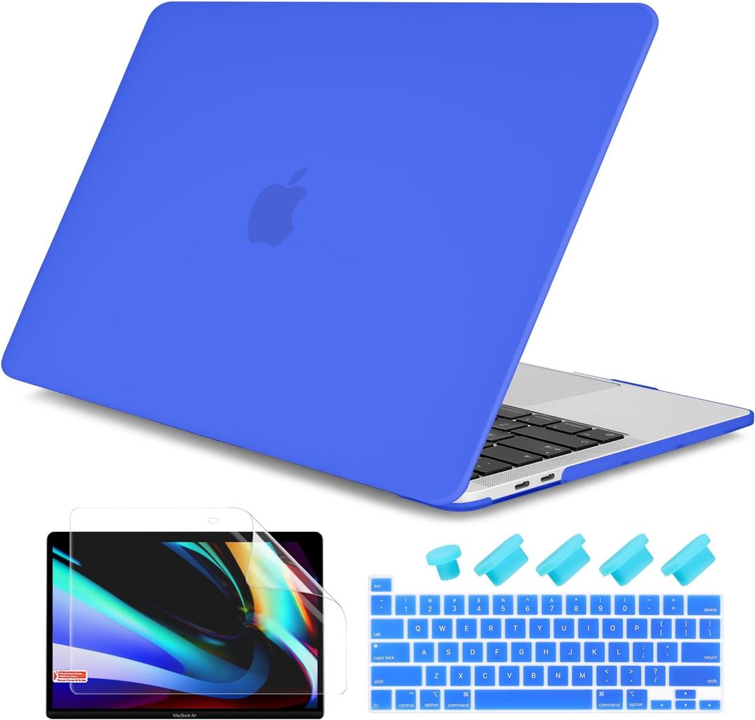 DONGKE for MacBook Pro 13 inch Case 2023 2022 2021 2020 Release Model: A2338 M2/M1 A2289 A2251 with Touch Bar & Touch ID, Frosted Matte Plastic Hard Shell Case & Keyboard Cover, Deep Blue